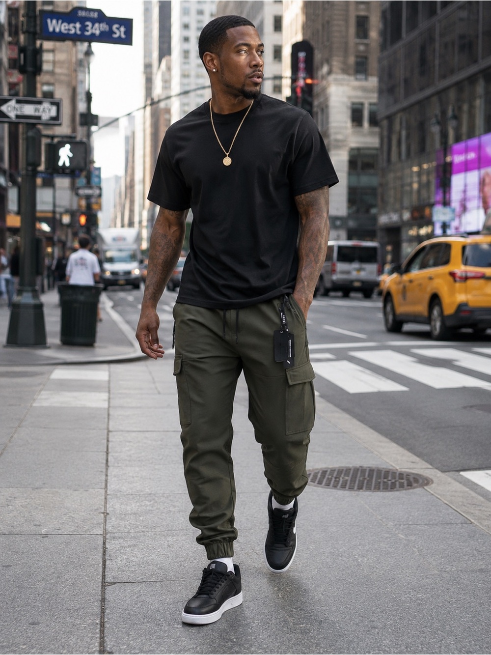 Stone Falcon Men's Slim Fit Casual Cargo Joggers Size: Large